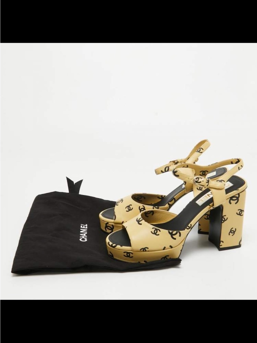 CHANEL Yellow CC Logo Platform Sandals new with dust bags and box. Receipt - Picture 2 of 4